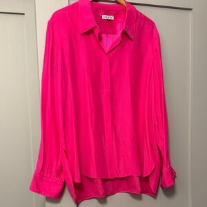 Argent Supermajority Shirt in Matte-side Silk Satin | Bright Pink